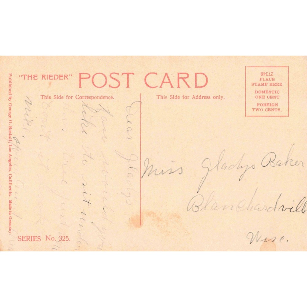 Vtg California Rose Bush Postcard George O Restall Series 325 Made in Germany - Picture 2 of 2